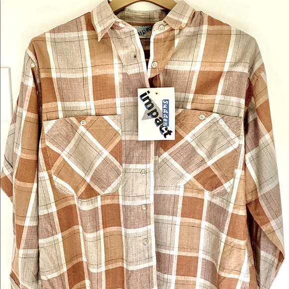 NWT Vintage Plaid Long Sleeve Top - Picture 1 of 4